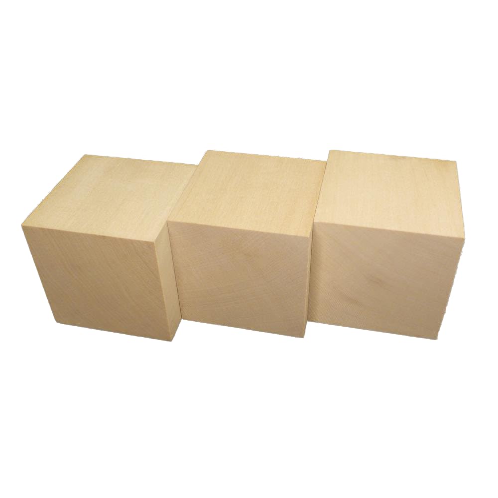 SOZO Block Japanese Lime Wood 70mm Square Lumber Set of 3