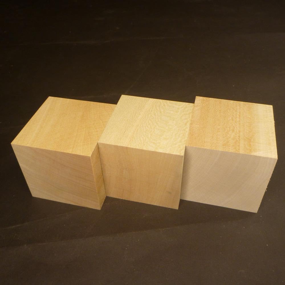 SOZO Block Japanese Lime Wood 75mm Square Lumber Set of 3