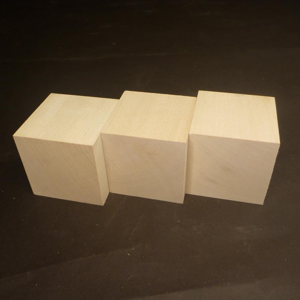 SOZO Block Japanese Lime Wood 70mm Square Lumber Set of 3