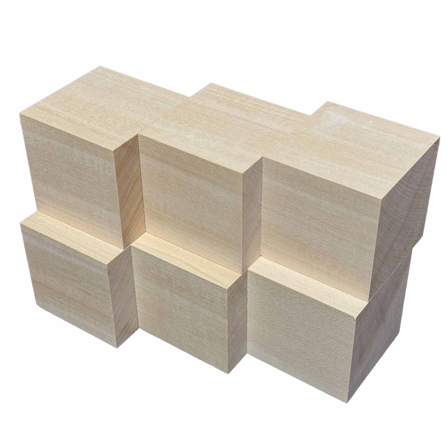 SOZO Block Japanese Lime Wood 65mm Square Lumber Set of 6