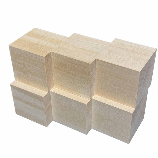 SOZO Block Japanese Lime Wood 55mm Square Lumber Set of 6