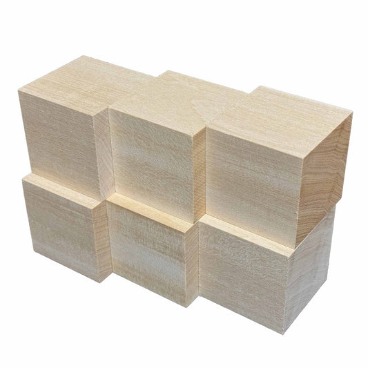 SOZO Block Japanese Lime Wood 50mm Square Lumber Set of 6